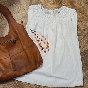 Womens J. Crew Sleeveless Lined White Blouse Sz 2